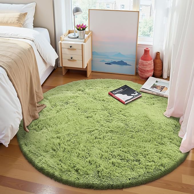 OLANLY Grass Green Round Rugs for Bedroom - Image 2