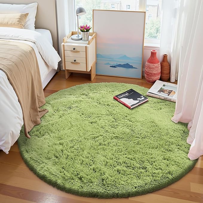 OLANLY Grass Green Round Rugs for Bedroom - Image 9