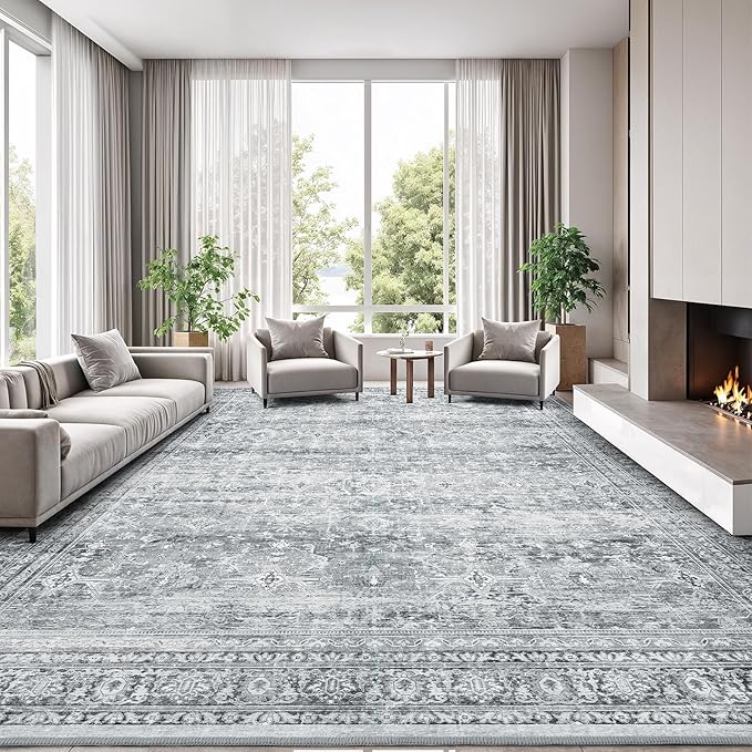 Lofus 9x12 Area Rug for Living Room, Soft Neutral Carpets for Bedroom Dining by Lofus