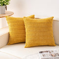 Pack of 2 Corduroy Decorative Throw Pillow Covers 24x24 InchSoft Striped Pillow by Unknown