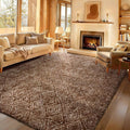 Ophanie Brown and White Diamond Striped Rugs by Ophanie