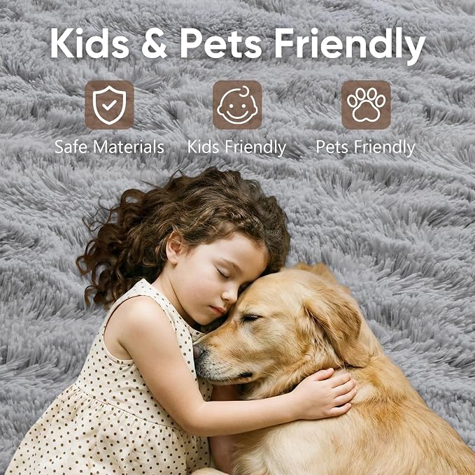 Noahas 6x9 Large Grey Fluffy Soft Area Rug Non-Slip - Image 7