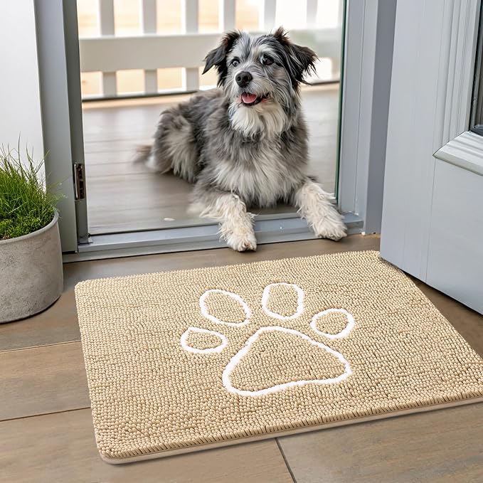 Smiry Dog Door Mat for Muddy Paws, Absorbent Dirt Trapper Non Slip Quick Dry by Smiry