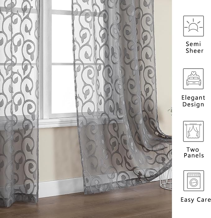OWENIE Furman Sheer Curtains 63 inch Length - Image 6