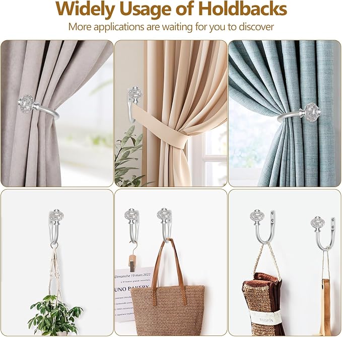 2 Pack Curtain Holdbacks, USFOOK Silver Decorative Window Drapery Tiebacks - Image 7