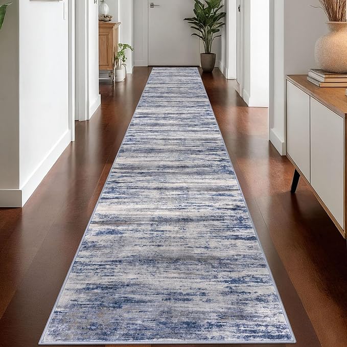 KOZYFLY Modern Abstract Washable Long Rug Runner 2.6x18 Hallway Rug Runner by KOZYFLY