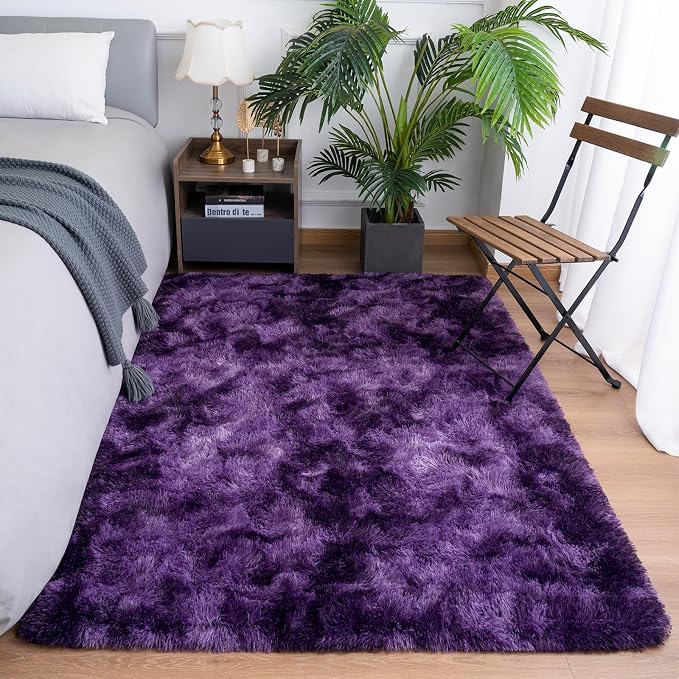 Goideal Fluffy Rug for Bedroom Living Room, 7x10 Purple Area Rugs, Faux Fur - Image 2