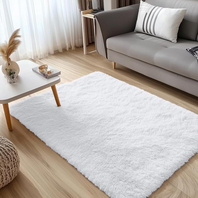 OLANLY 3x5 Machine Washable Small Bedside Rug, Soft Fluffy Shaggy Rugs - Image 5