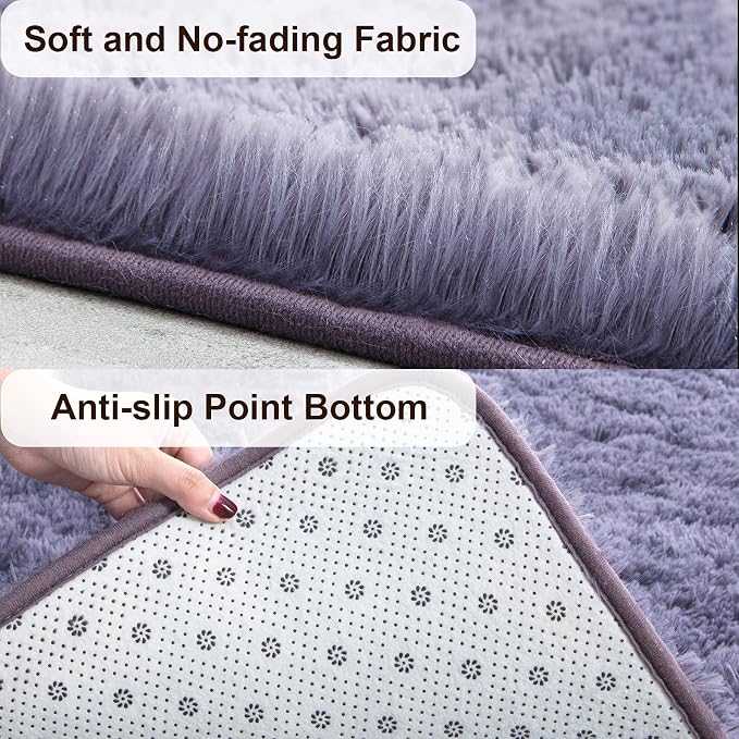 TWINNIS Super Soft Shaggy Rugs Fluffy Carpets 4x5.9 Feet, Indoor Modern Plush - Image 2