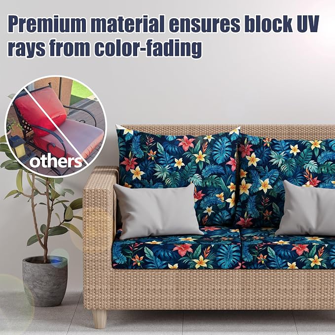 8Pcs Stretch Patio Cushion Covers, Outdoor Couch & Sofa Replacement Slipcovers - Image 3