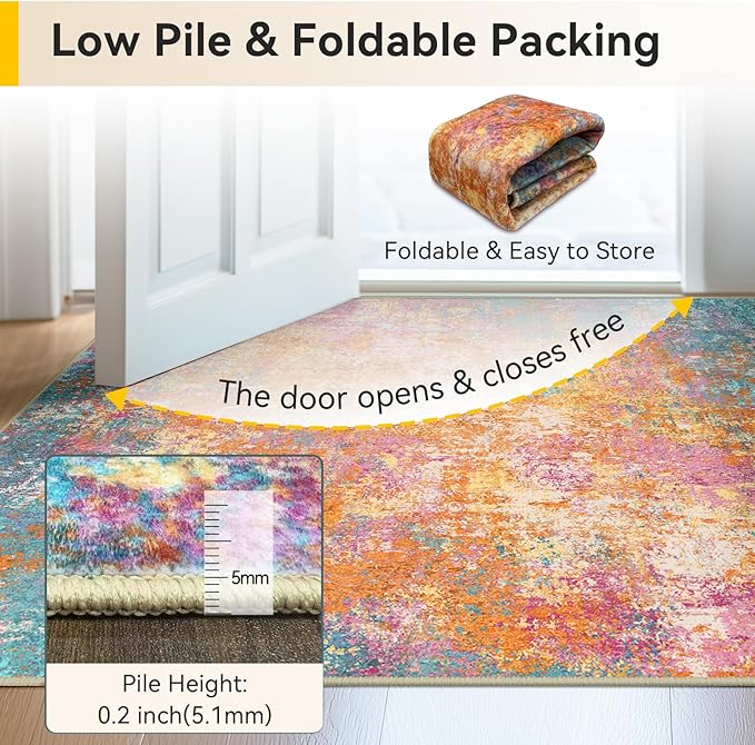 Washable Area Rugs 4'x6' Non-Slip Modern Abstract Soft - Image 9