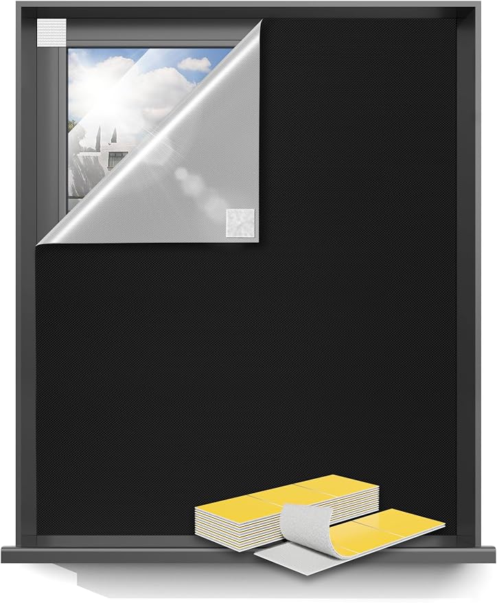 Blackout Curtains 54"x70" Portable No Drill Black Out Window Cover | 100% by Sumobaby