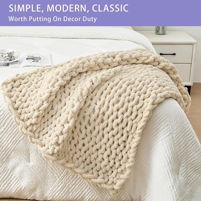 Bigacogo Chunky Knit Throw Blanket - Image 3