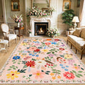 8x10 Area Rugs for Living Room: Floral Washable Rug Vintage Large Soft Boho by PLHXFRSoftAreaRugs