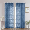 Chyhomenyc Dusty Blue Sheer Curtains 84 Inch Length 2 Panels Set, Light by Chyhomenyc