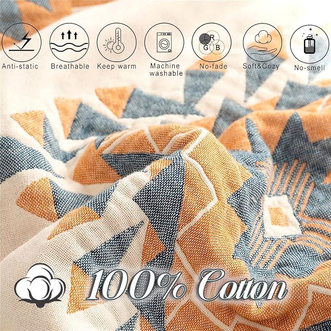MSGKV Spring Blankets Cotton Throw Blanket 60''x 80'' Muslin Blanket - Image 4