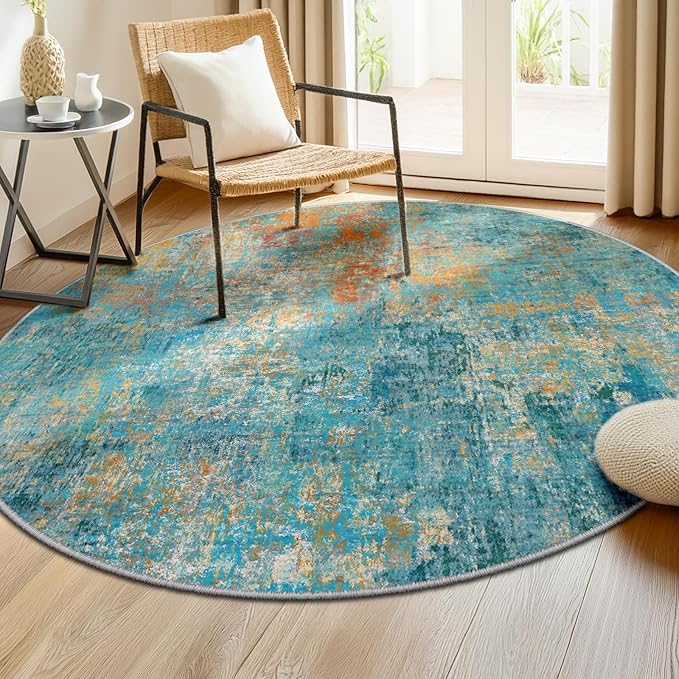 Washable Area Rugs 6ft Non-Slip Modern Abstract Soft - Image 3