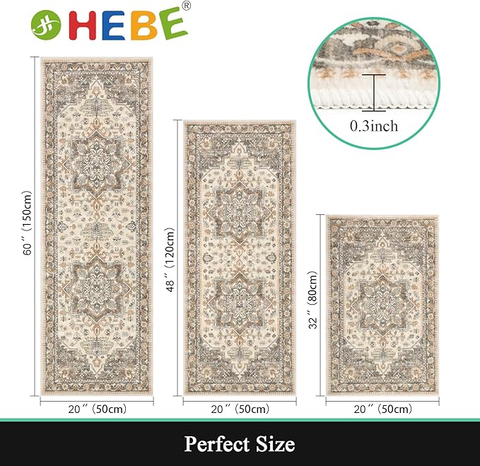 HEBE Boho Kitchen Rug Sets 3 Piece - Image 2