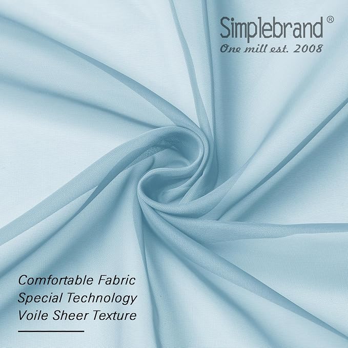 Simplebrand Sky Blue Sheer Curtains 72 Inches Long 2 Panels - Image 7