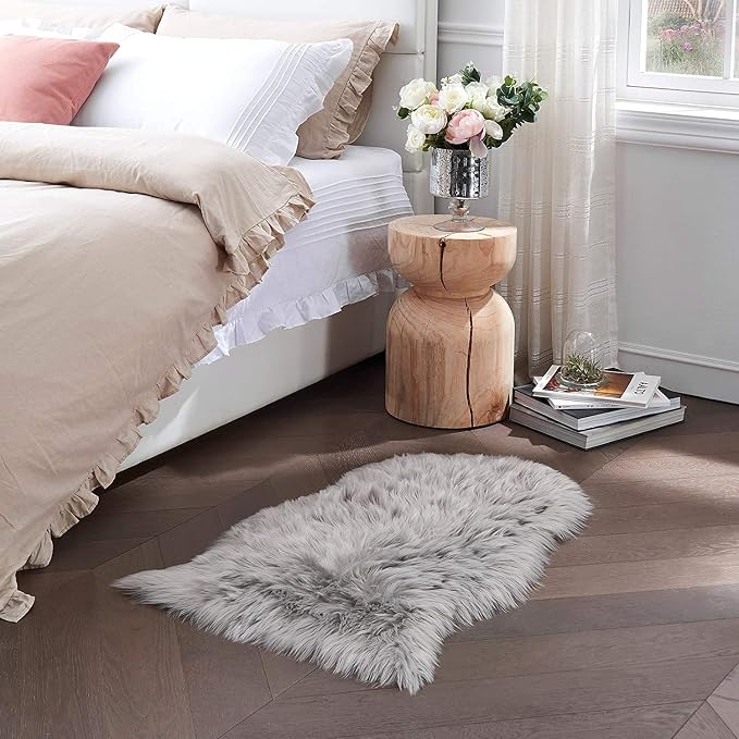 Small Faux Fur Rug, 2x4 ft Ultra Soft Sheepskin Rugs Chair Sofa Cover Seat Pad - Image 8