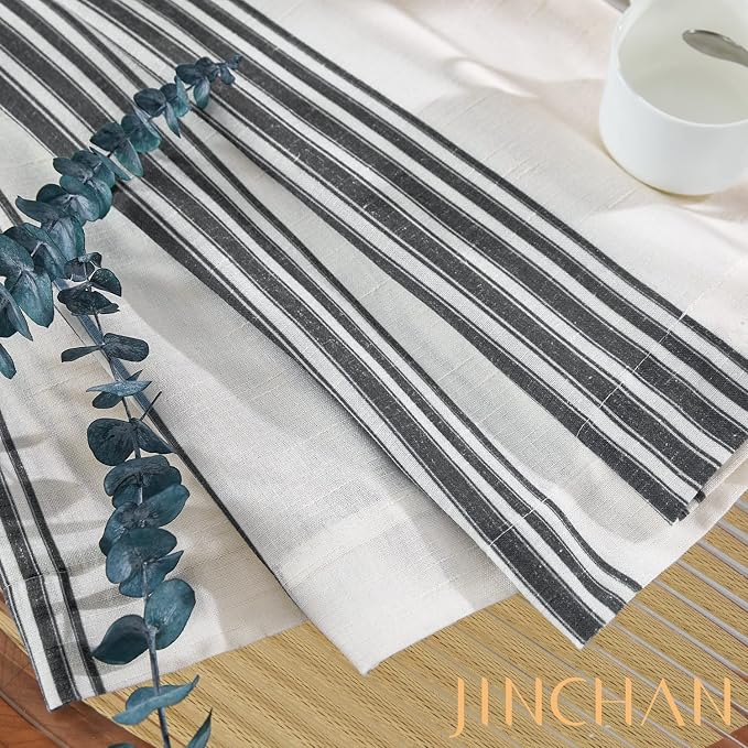 jinchan Striped Linen Valance Curtain 16 Inch Vertical Striped Valance - Image 8