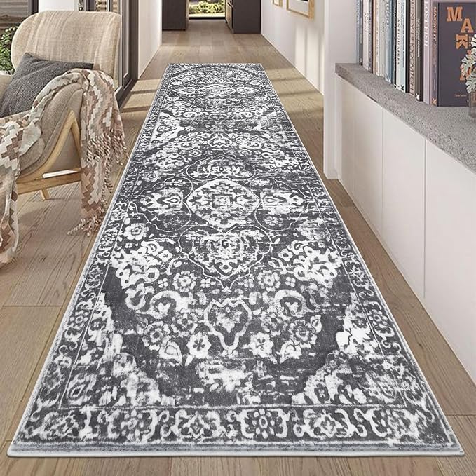 HEBE Hallway Runner Rug 2'8''x8' Washable Vintage Distressed Area Rugs Non Slip by HEBE