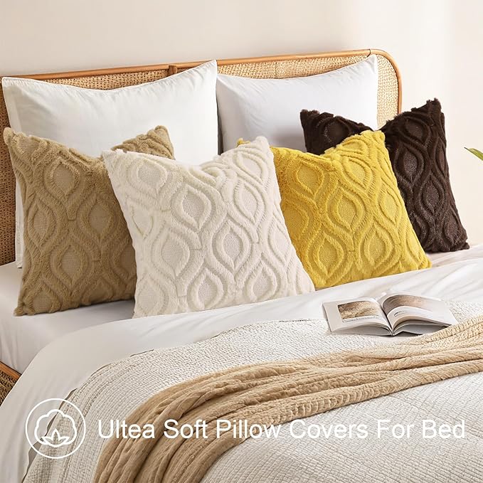 decorUhome Summer Throw Pillow Covers 22x22 Inch Set of 2, Soft Plush Faux Wool - Image 3
