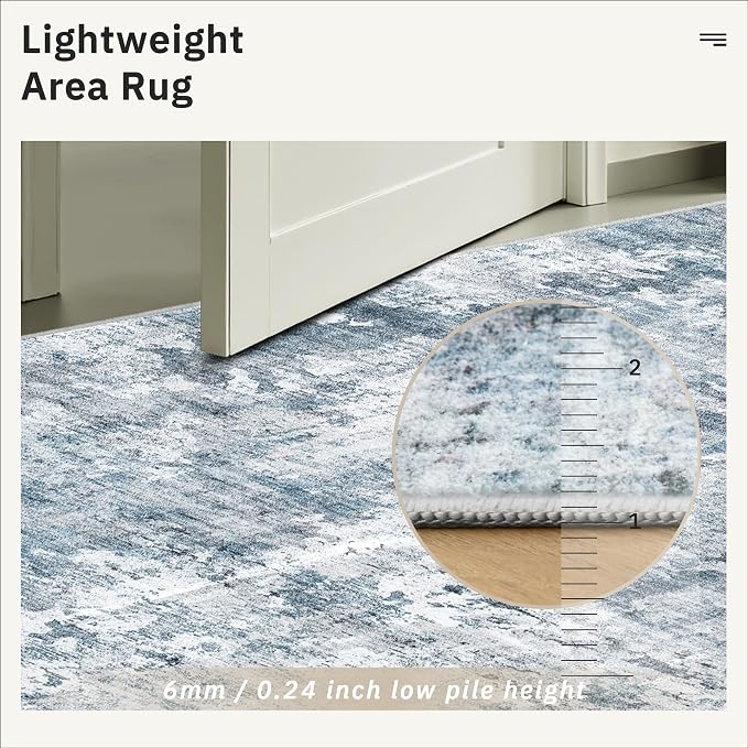 Abstract Rug 8x10 Large Living Room Rugs Neutral Modern Washable Area Rugs - Image 7
