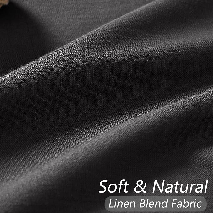 Guken Black 100% Blackout Linen Curtains 72 Inch Length 2 Panels Set - Image 3