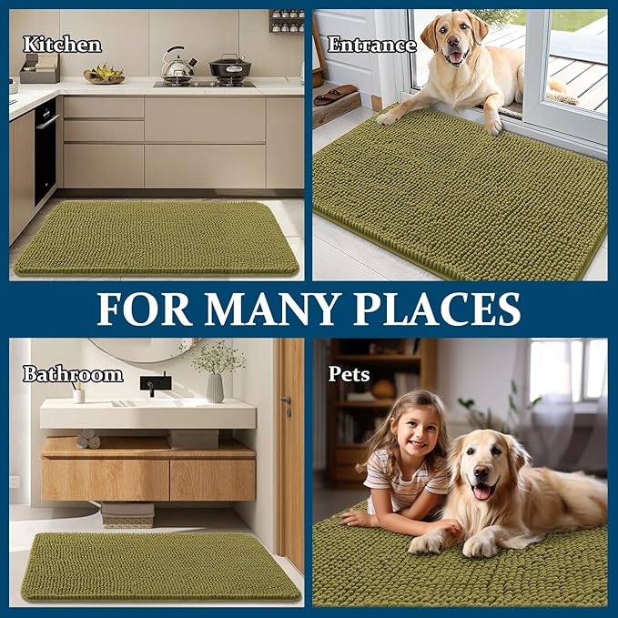 OLANLY Dog Door Mat for Muddy Paws 44x24, Super Absorbent Chenille Mud Mat | - Image 8