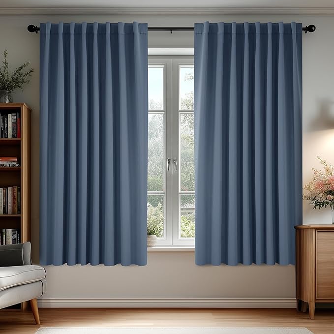 Deconovo Blackout Curtains, Thermal Insulated, W70 x L63 2 Panels, Back Tab by Deconovo