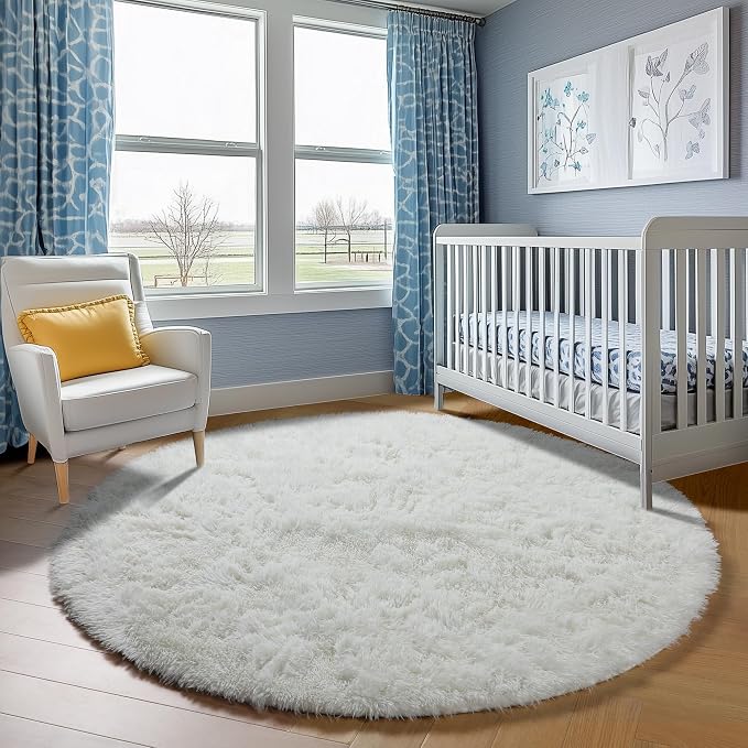 ONASAR Cream White Round Rugs 5ft - Image 9