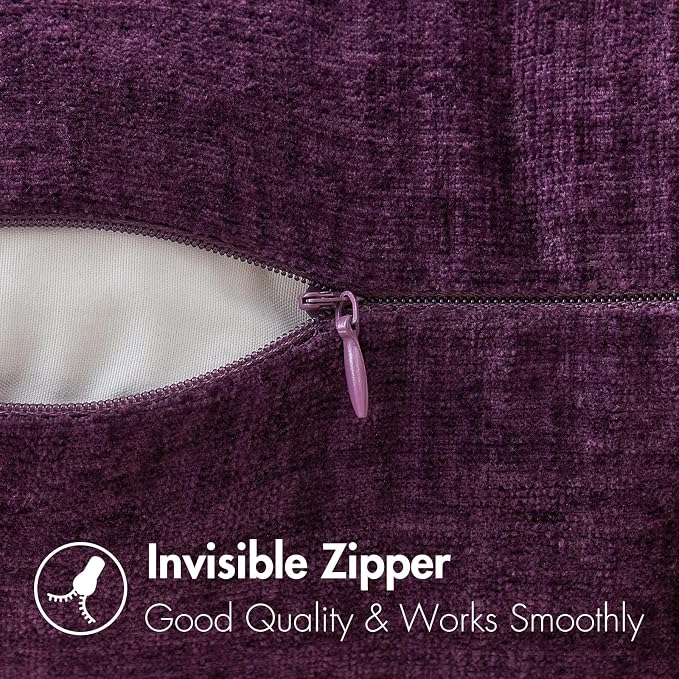 MIULEE Pack of 2 Couch Throw Pillow Covers 12x20 Inch Soft Plum Purple Chenille - Image 3