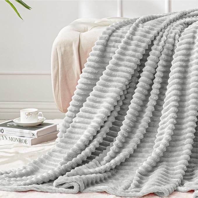 BEDELITE Fleece Blanket Twin Size – 3D Ribbed Jacquard Soft and Warm Decorative by BEDELITE
