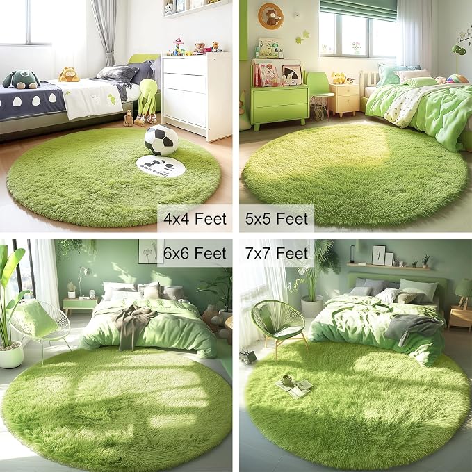 OLANLY Grass Green Round Rugs for Bedroom - Image 9