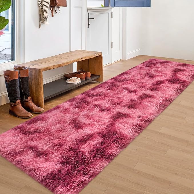 Tie-Dyed Red 2x8 Machine Washable Runner Rugs - Image 2
