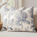 Set of 2 Euro Floral Pillow Covers 24x24 Inch Navy Blue | Decorative Neutral by SWANCOCO