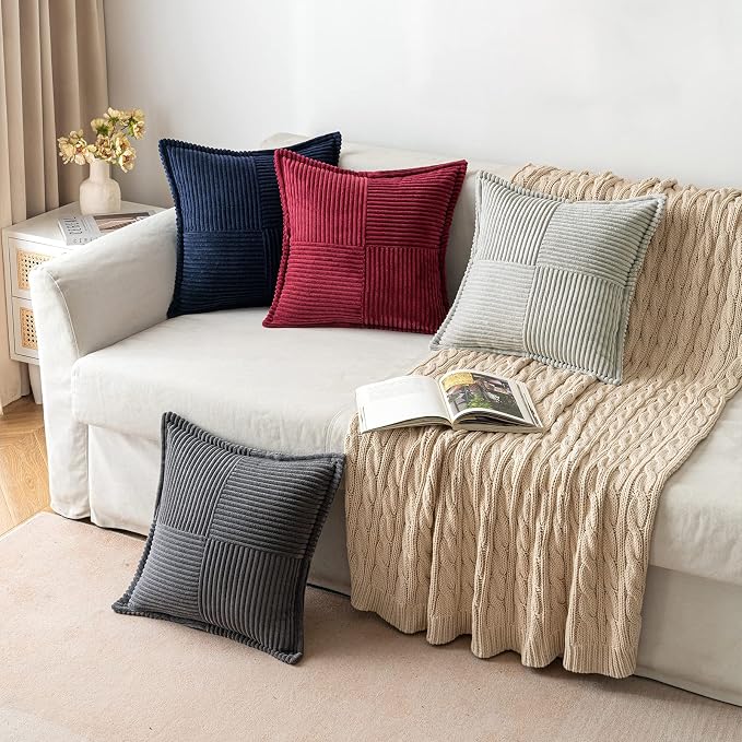 MIULEE Light Grey Corduroy Lumbar Pillow Covers 12x20 Inch 12x20 Inch - Image 5