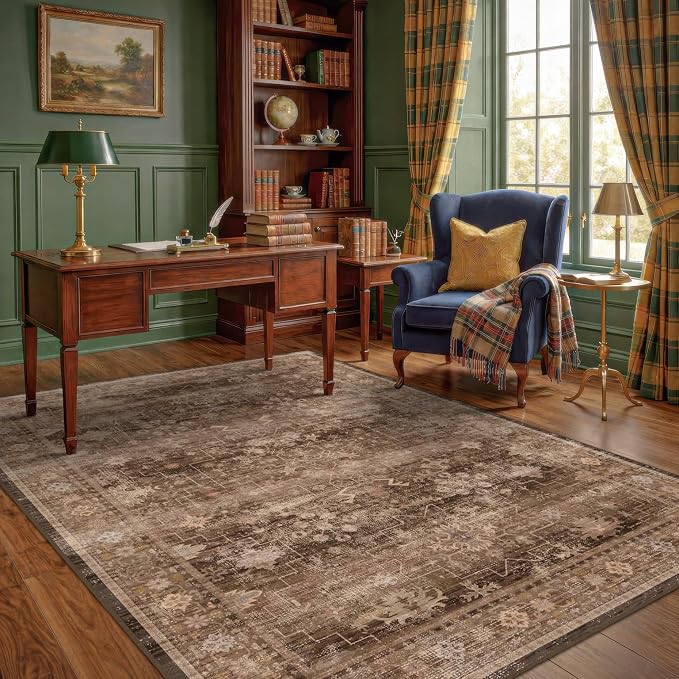 Hazo Haus Boho Taupe Brown 5x7 Living Room Rug by HazoHaus