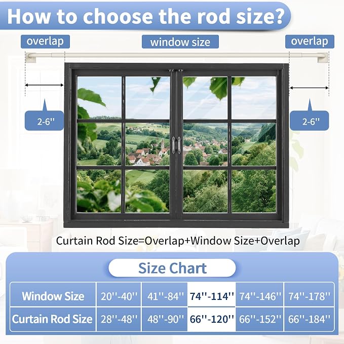 Beige White Curtain Rods for Windows 66-120Inch Heavy Duty French Return Rod - Image 9