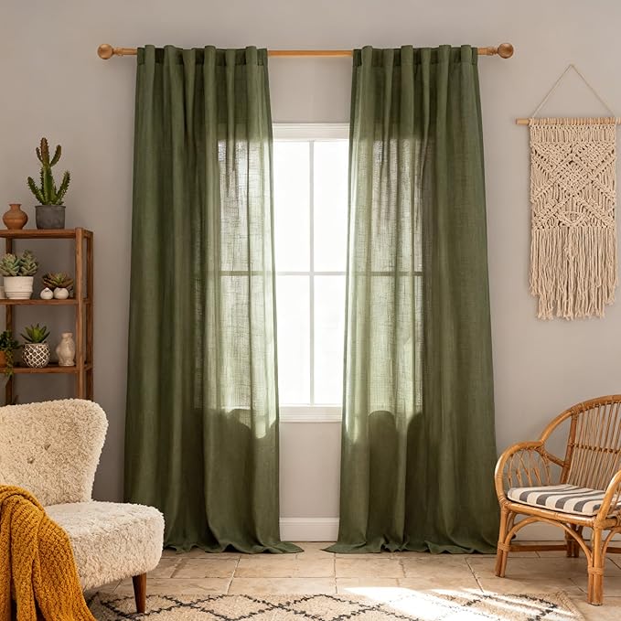 MYSKY HOME 96 Inches Semi Sheer Sliding Door Curtains Farmhouse Light Filtering by MYSKYHOME