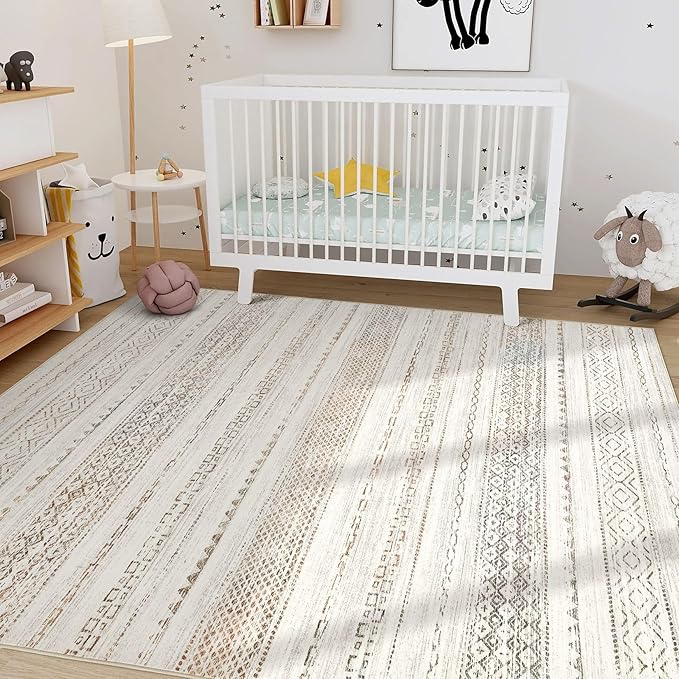 Nakagishi 10x12 Area Rug Living Room: Washable Boho Large Neutral Modern Soft - Image 8