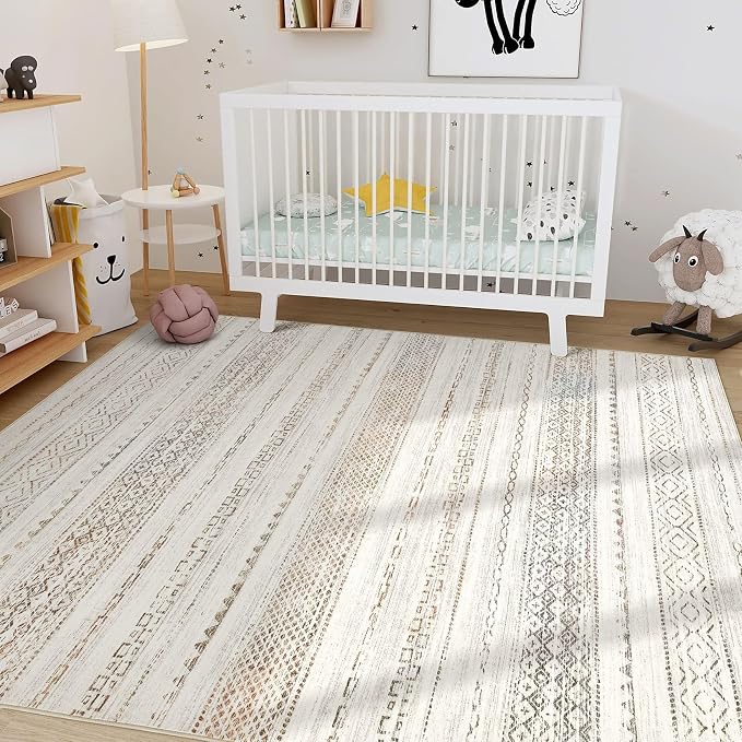 Nakagishi 8x10 Area Rugs Living Room: Washable Boho Large Neutral Soft - Image 8