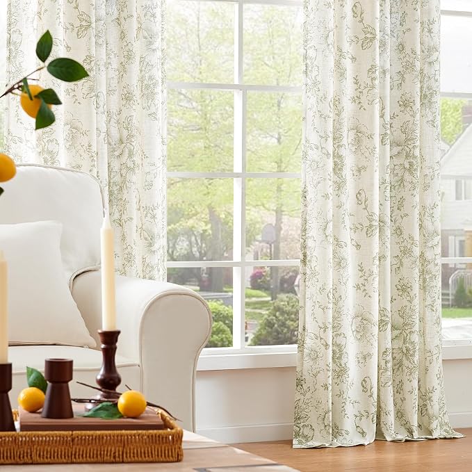 jinchan Linen Blend Floral Curtains - Image 7