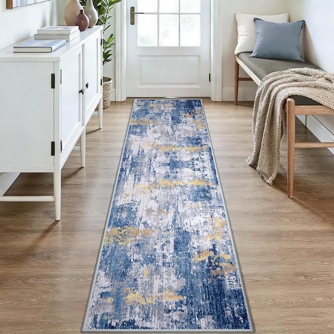 Washable Area Rugs 2x9 Non-Slip Modern Abstract Soft - Image 2