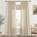 Greyish Beige Linen Curtain 108 inch Length 2 Panels Set Back Tab Light by Jolilight