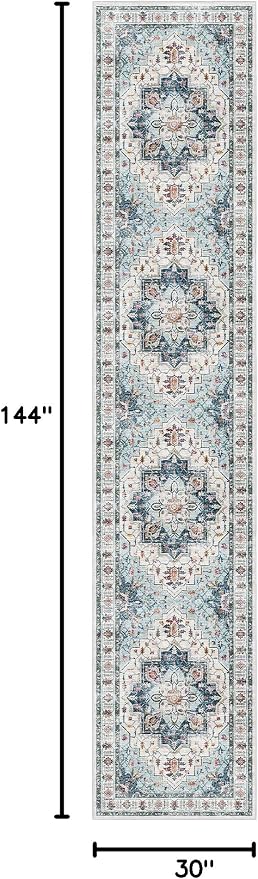 Madane Hallway Runner Rug 2'6''x12' Kitchen Runner, Non Slip Vintage Runners - Image 2