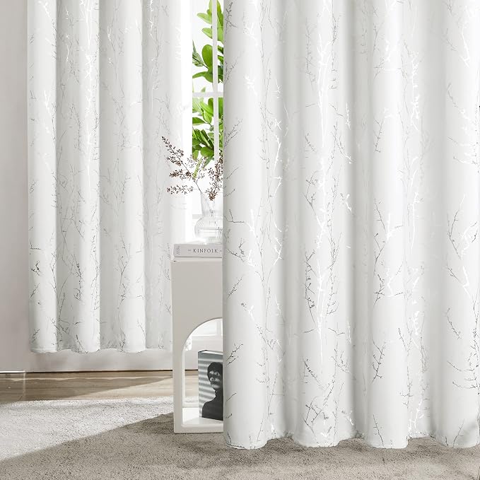 Deconovo White Curtains 72 Inches Long, Room Darkening Curtain, Thermal - Image 3