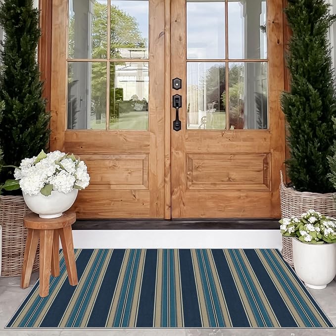 Striped Outdoor Rug - Image 4