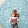 OLANLY Light Blue Round Rugs for Bedroom by OLANLY
